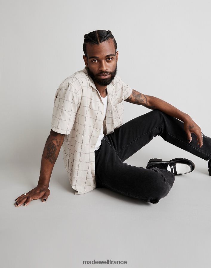 vêtements fr Madewell Hommes chemise facile à manches courtes à rayures acier DX8828272