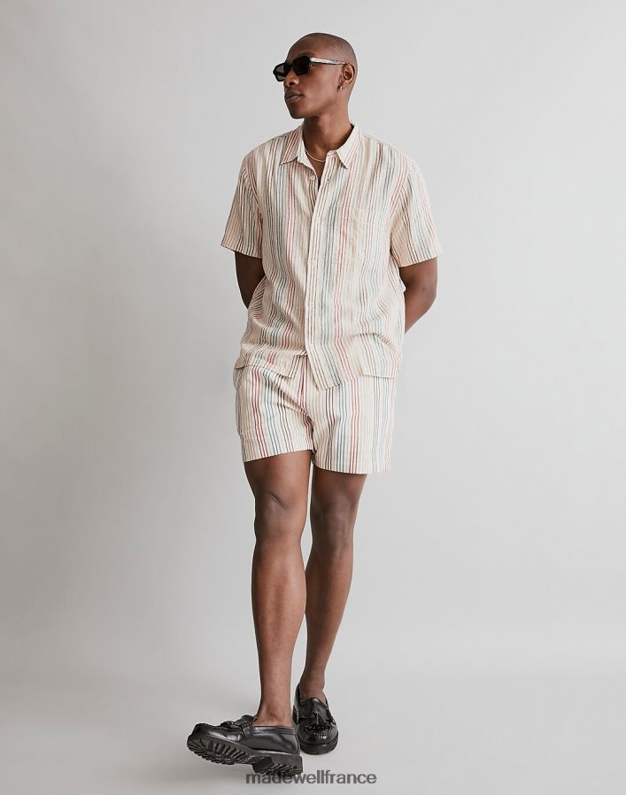 vêtements fr Madewell Hommes chemise facile à manches courtes à rayures crème antique DX8828252