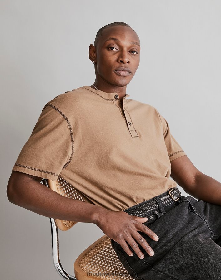vêtements fr Madewell Hommes chemise henley en coton mélangé recyclé bois rustique DX8828359