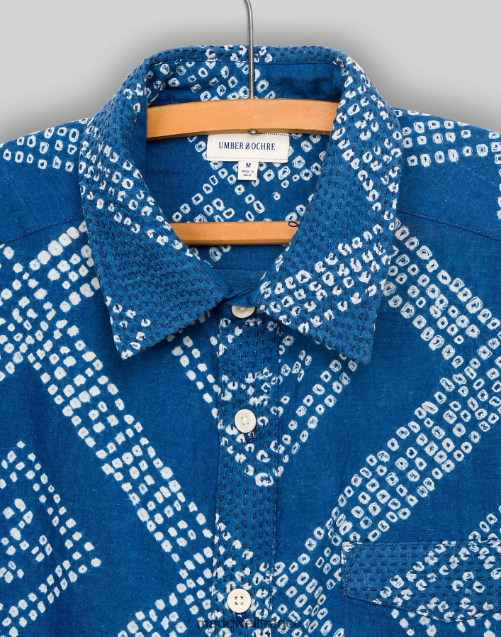 vêtements fr Madewell Hommes chemise à manches courtes kabir terre d'ombre et ocre indigo DX8828296