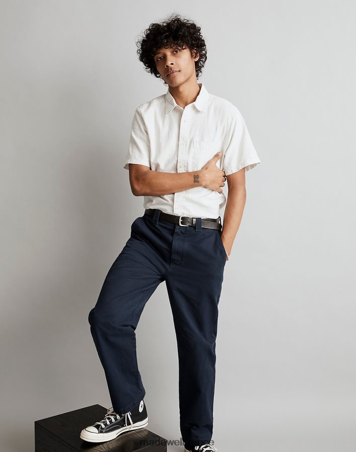 vêtements fr Madewell Hommes chemise à manches courtes parfaite en chanvre et coton à rayures phare DX8828270