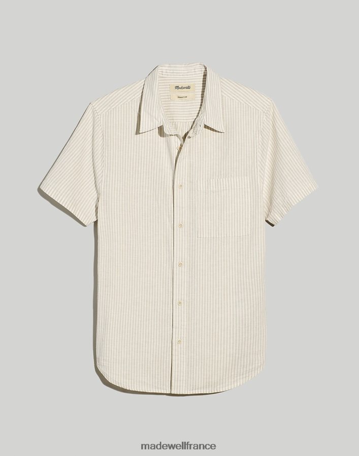 vêtements fr Madewell Hommes chemise à manches courtes parfaite en chanvre et coton à rayures phare DX8828270