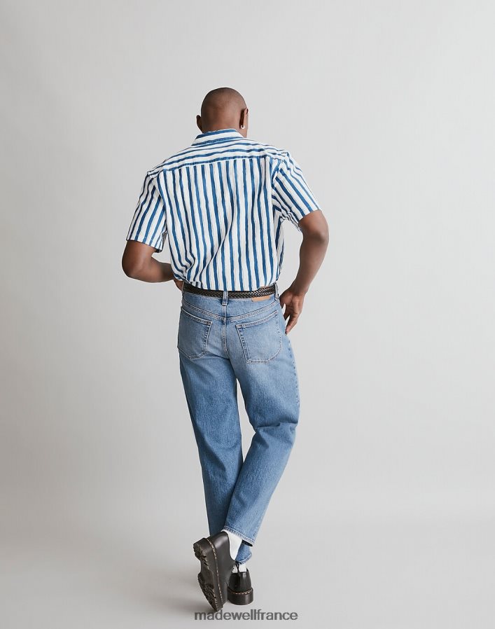 vêtements fr Madewell Hommes chemise à manches courtes parfaite en coton froissé à rayures peintes la côte Nord DX8828250