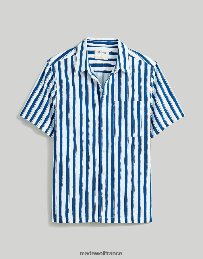 vêtements fr Madewell Hommes chemise à manches courtes parfaite en coton froissé à rayures peintes la côte Nord DX8828250