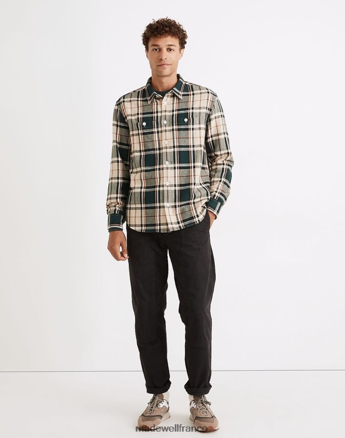 vêtements fr Madewell Hommes chemise à manches longues en sergé facile à carreaux Peterson fondu à carreaux ambre or DX8828282