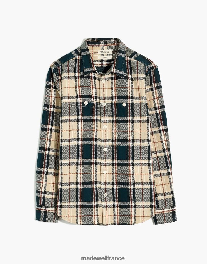 vêtements fr Madewell Hommes chemise à manches longues en sergé facile à carreaux Peterson fondu à carreaux ambre or DX8828282
