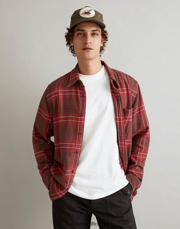 vêtements fr Madewell Hommes chemise à manches longues facile en flanelle du dimanche bordeaux profond DX8828298