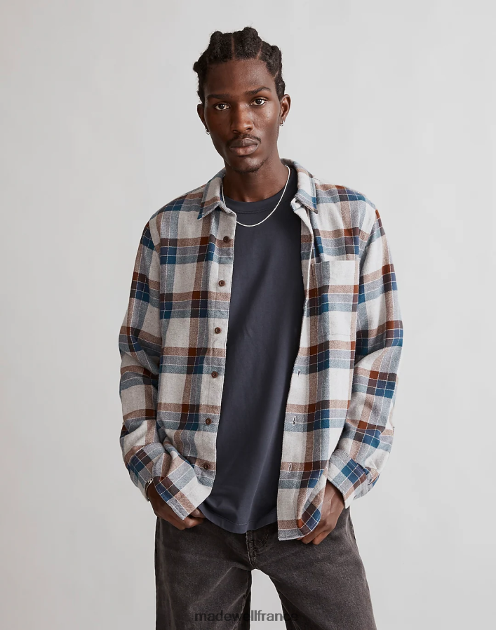 vêtements fr Madewell Hommes chemise à manches longues parfaite en flanelle du dimanche acier DX8828306