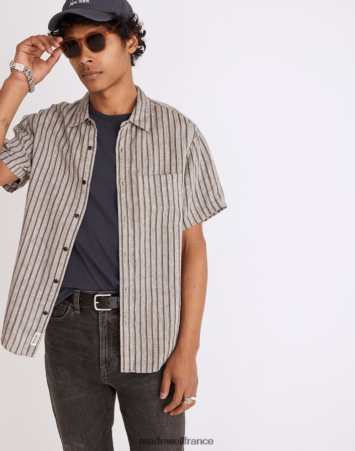 vêtements fr Madewell Hommes chemise parfaite en lin à manches courtes graphite léger DX8828254