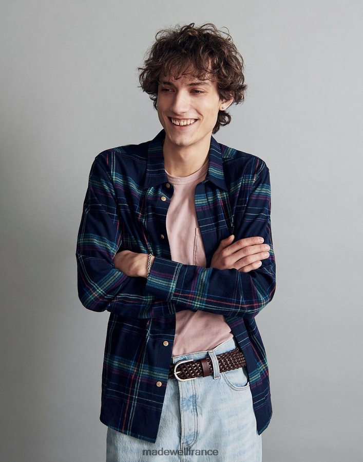 vêtements fr Madewell Hommes chemise parfaite à manches longues en coton froissé baie de genièvre DX8828276
