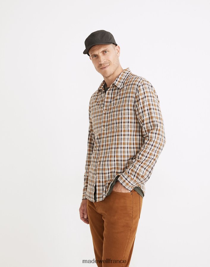 vêtements fr Madewell Hommes chemise parfaite à manches longues en double tissage acier vert DX8828285