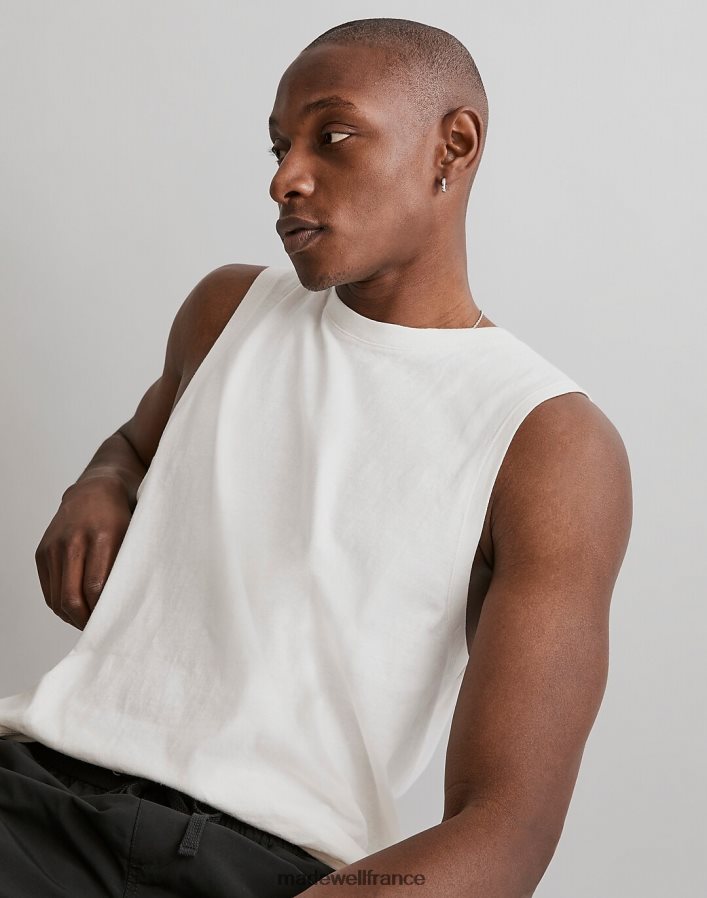 vêtements fr Madewell Hommes t-shirt muscle en coton mélangé recyclé ivoire brillant DX8828362