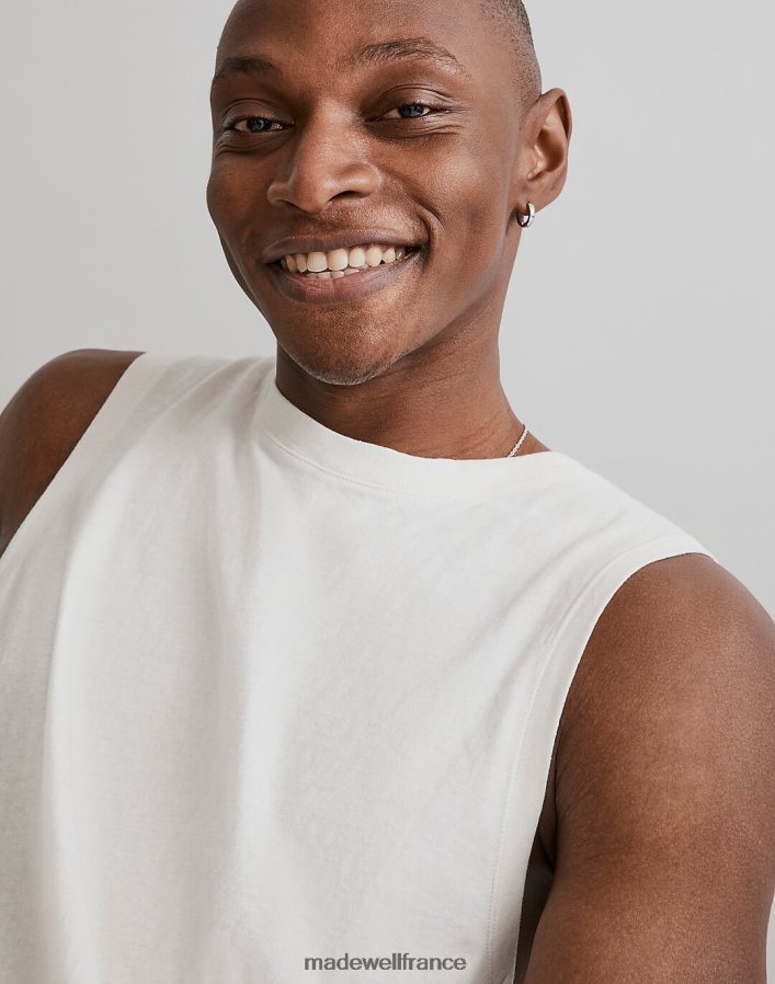 vêtements fr Madewell Hommes t-shirt muscle en coton mélangé recyclé ivoire brillant DX8828362