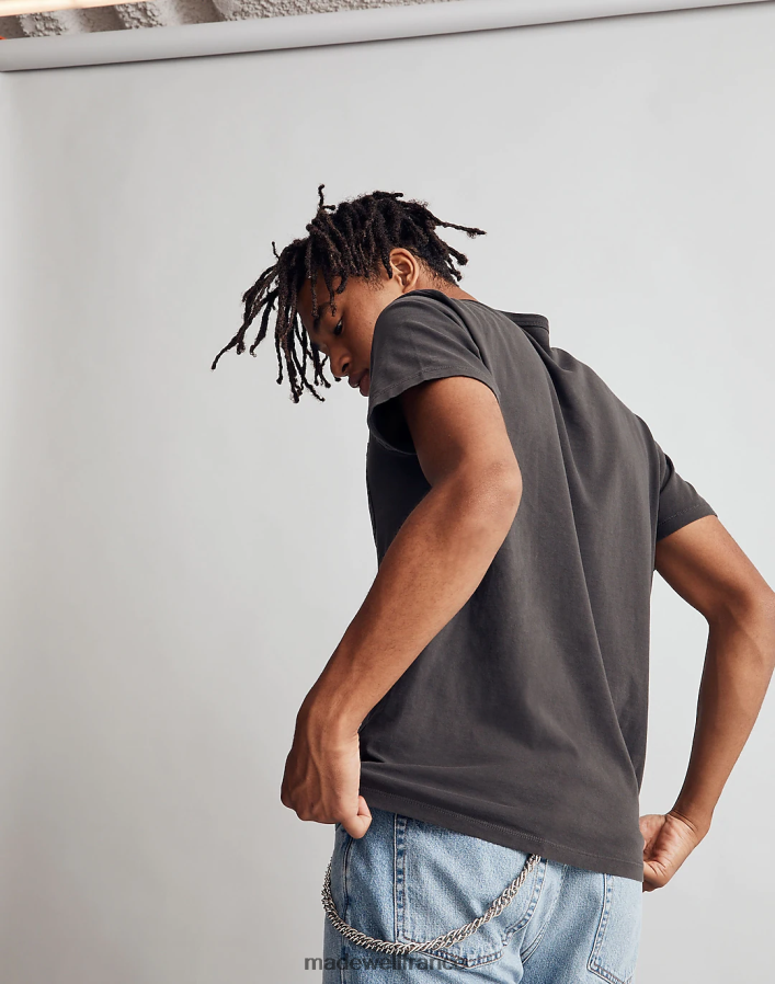 vêtements fr Madewell Hommes t-shirt à poche ras du cou allday teint en pièce charbon noir DX8828365