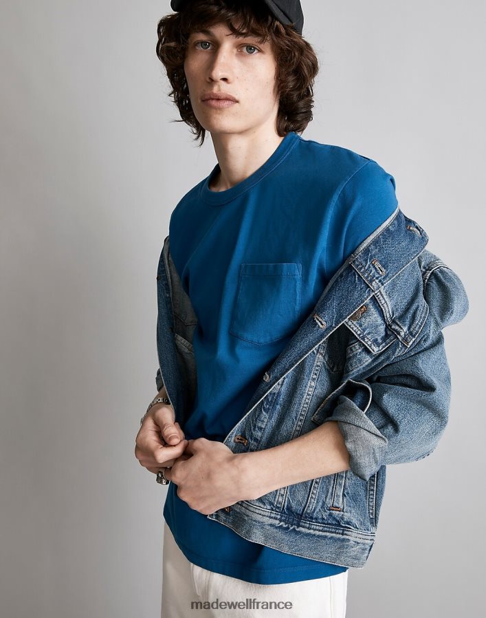 vêtements fr Madewell Hommes t-shirt à poche ras du cou allday teint en pièce charbon noir DX8828367