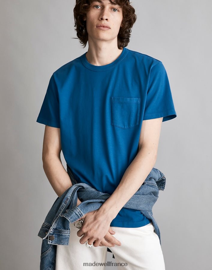 vêtements fr Madewell Hommes t-shirt à poche ras du cou allday teint en pièce charbon noir DX8828367