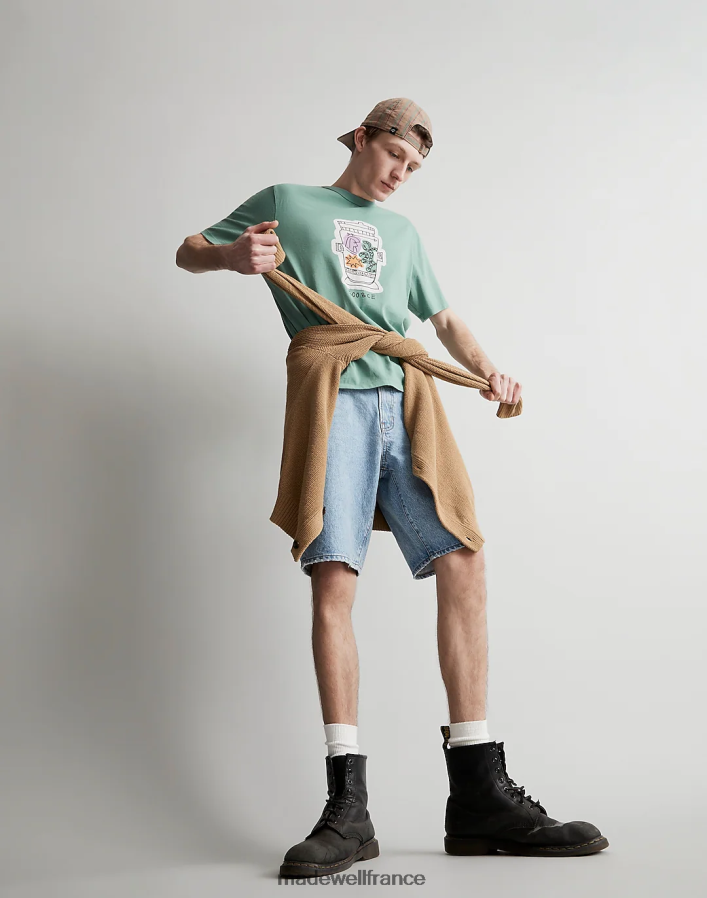 vêtements fr Madewell Hommes tony camaro t-shirt graphique treillis vert DX8828522