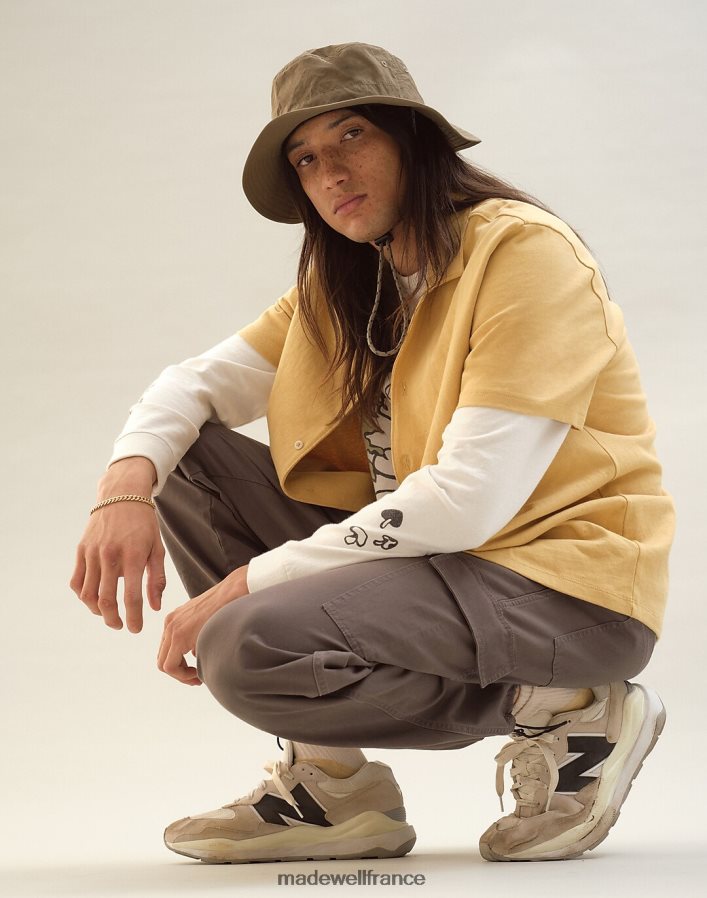 vêtements fr Madewell Hommes tricoter une chemise de camp facile à manches courtes noyer patiné DX8828264