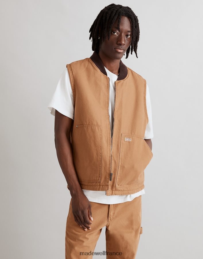 vêtements fr Madewell Hommes Dickies - Gilet doublé en polaire à poils longs en canard délavé canard brun délavé DX8828465