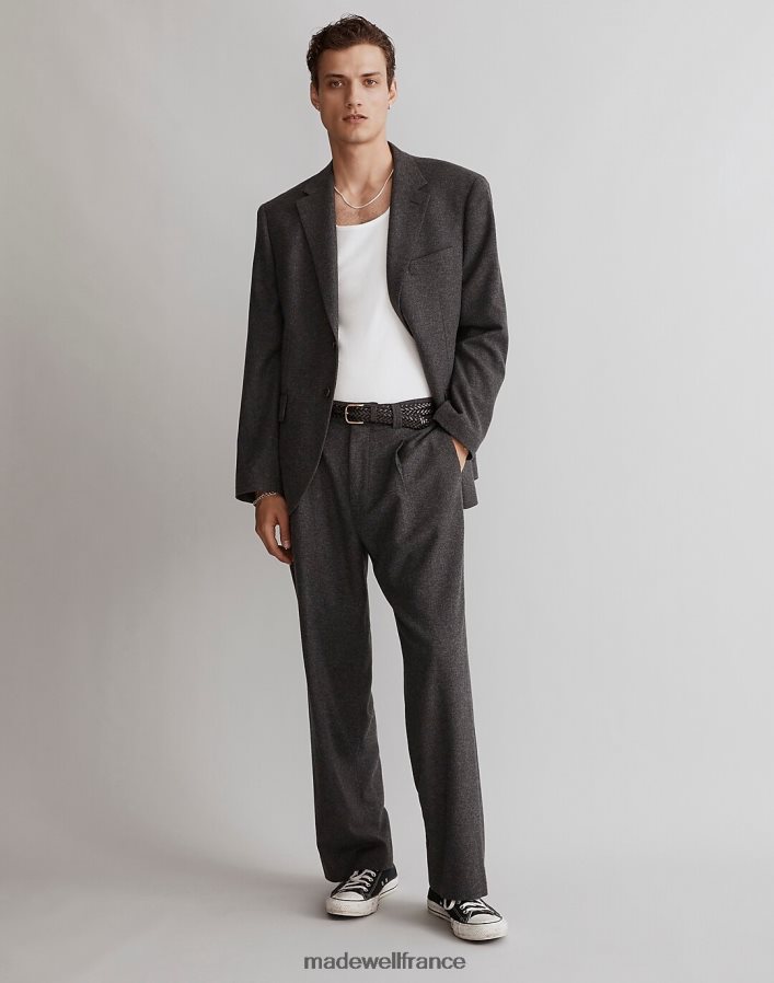 vêtements fr Madewell Hommes le pantalon plissé roebling en tissu italien charbon noir DX8828218