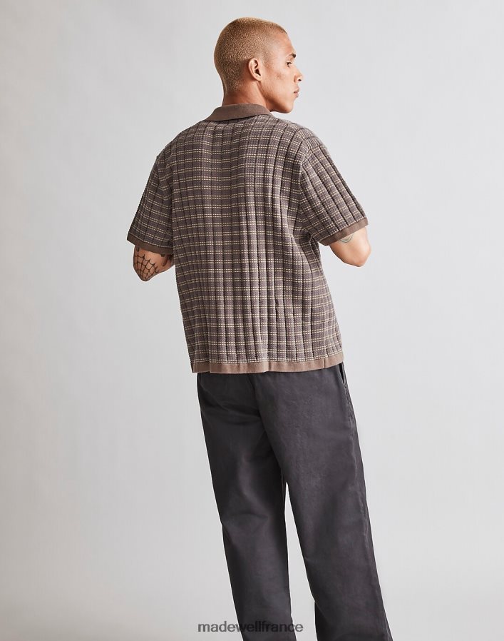 vêtements fr Madewell Hommes polo boutonné à manches courtes terre d'ombre crue DX8828235