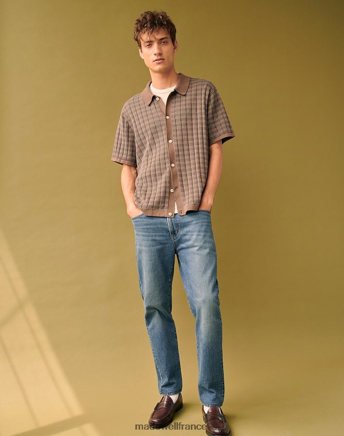 vêtements fr Madewell Hommes polo boutonné à manches courtes terre d'ombre crue DX8828235