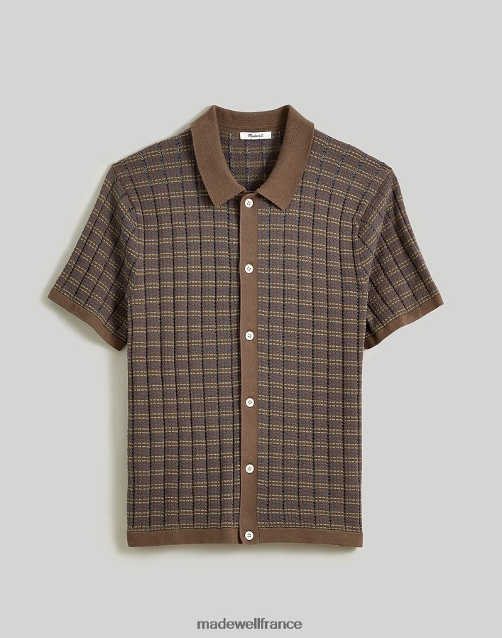vêtements fr Madewell Hommes polo boutonné à manches courtes terre d'ombre crue DX8828235