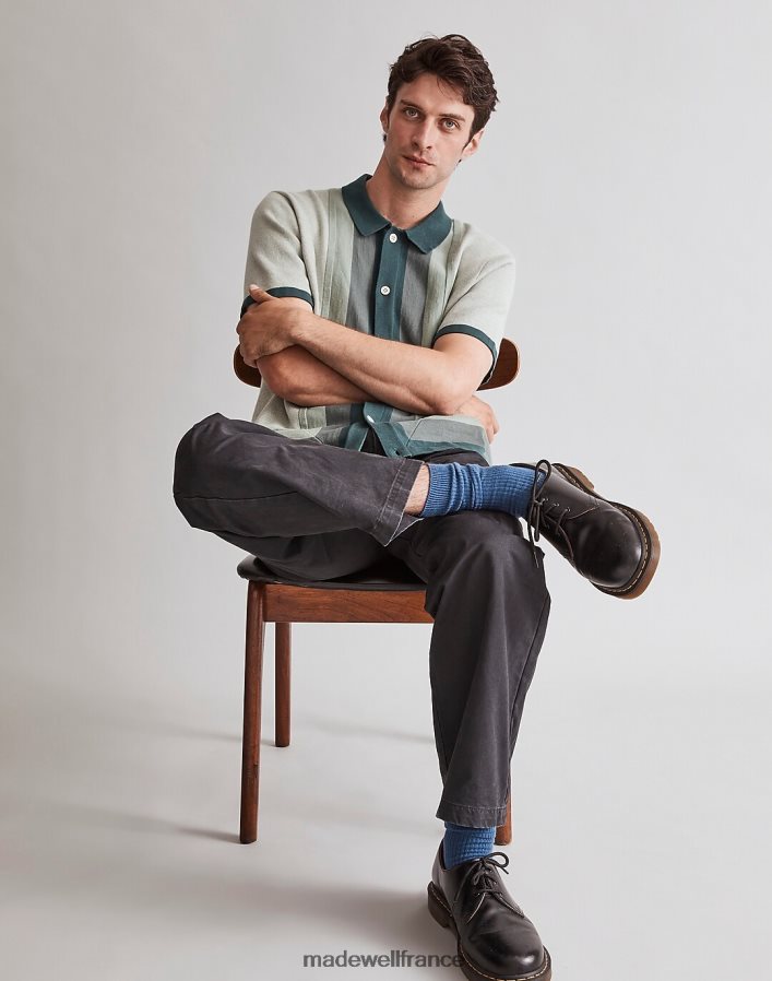 vêtements fr Madewell Hommes polo boutonné à manches courtes vert minuit DX8828233