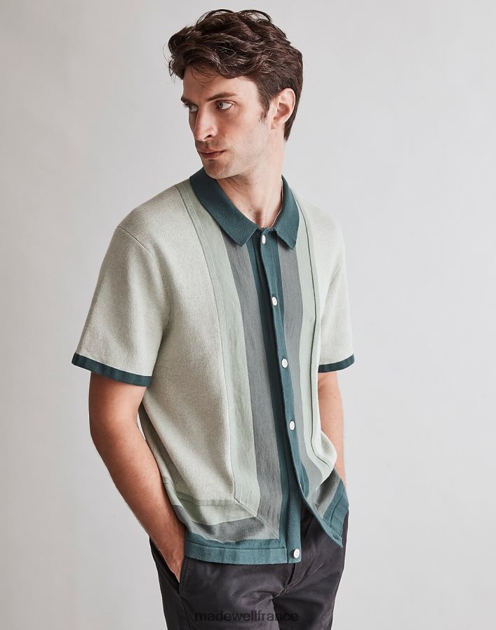 vêtements fr Madewell Hommes polo boutonné à manches courtes vert minuit DX8828233