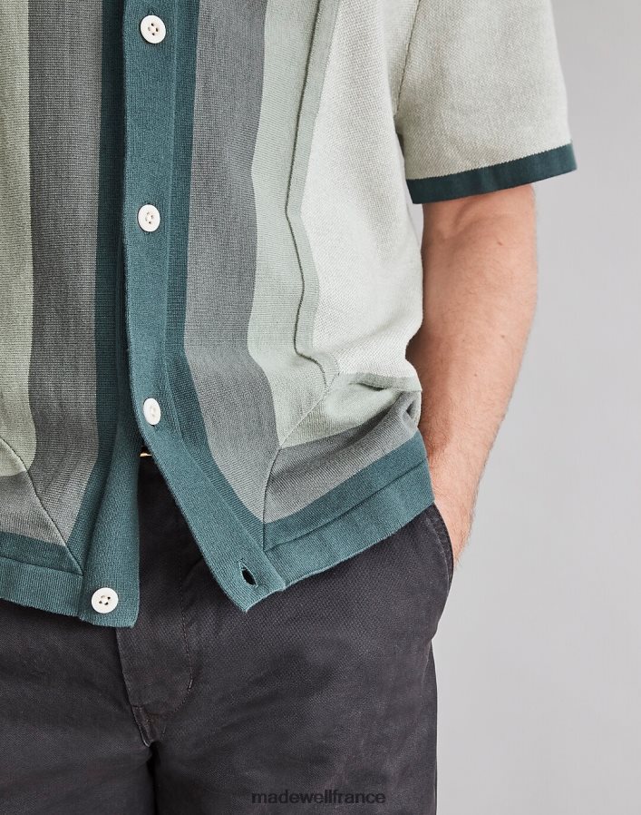 vêtements fr Madewell Hommes polo boutonné à manches courtes vert minuit DX8828233