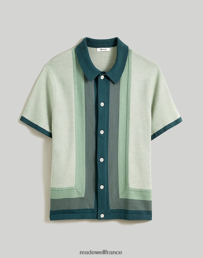 vêtements fr Madewell Hommes polo boutonné à manches courtes vert minuit DX8828233