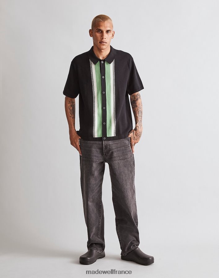 vêtements fr Madewell Hommes polo boutonné à manches courtes vrai noir DX8828234