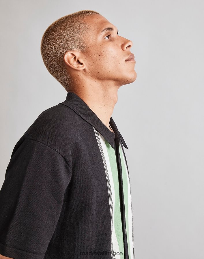 vêtements fr Madewell Hommes polo boutonné à manches courtes vrai noir DX8828234