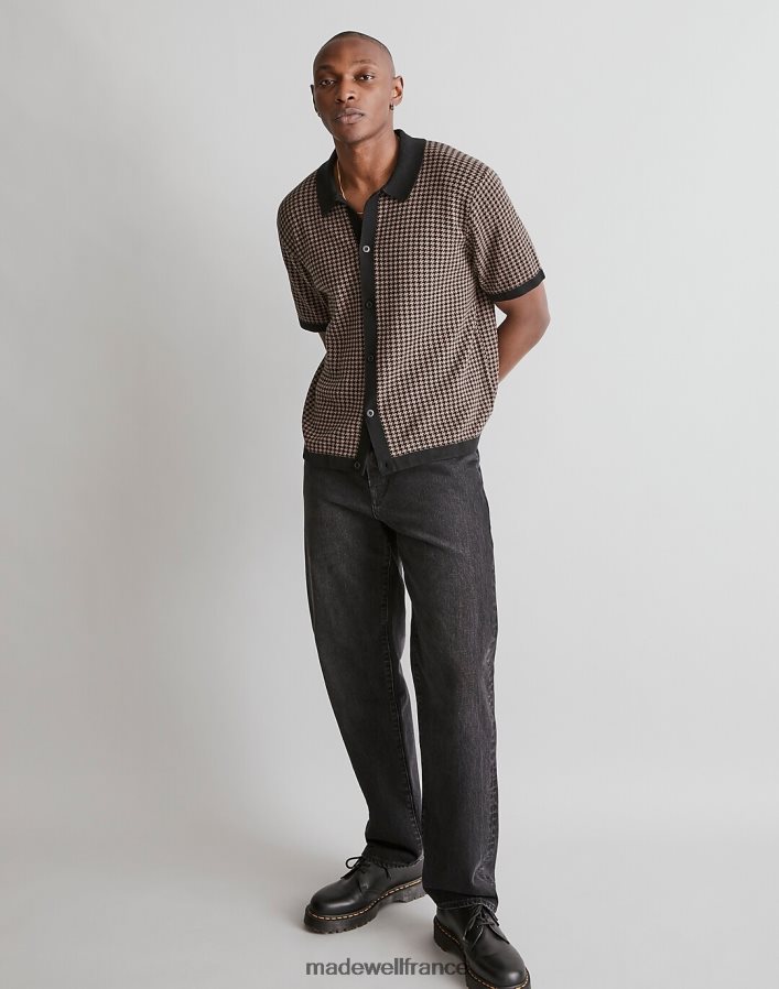 vêtements fr Madewell Hommes polo boutonné à manches courtes vrai noir DX8828237