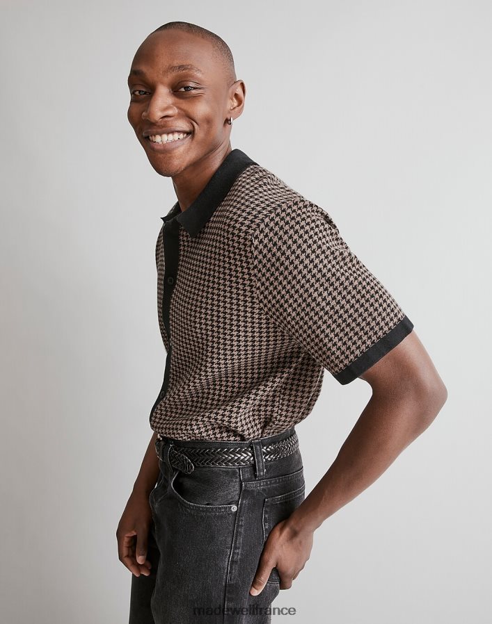 vêtements fr Madewell Hommes polo boutonné à manches courtes vrai noir DX8828237