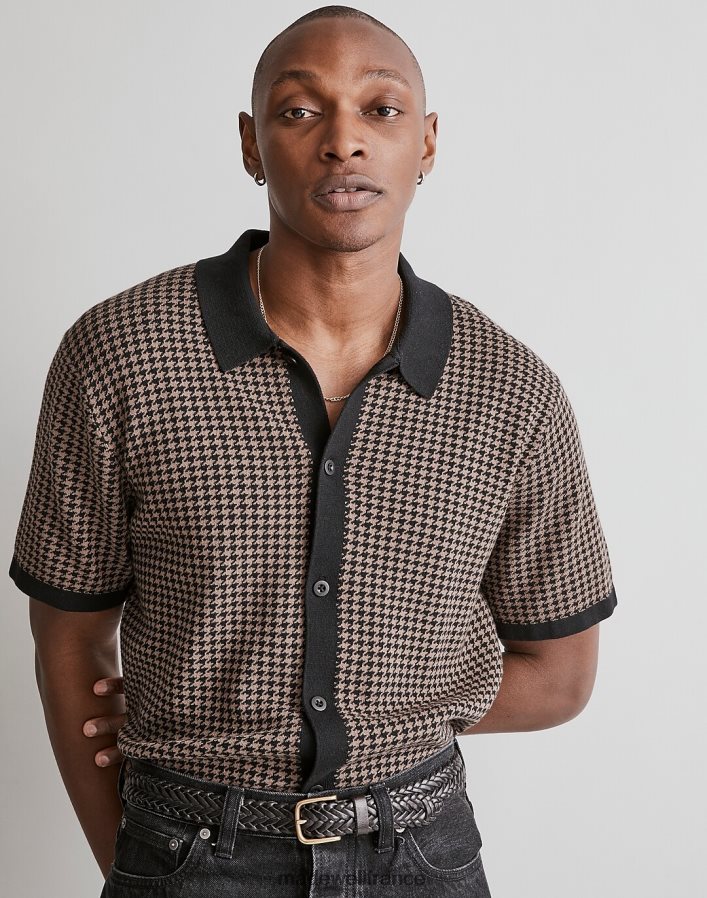 vêtements fr Madewell Hommes polo boutonné à manches courtes vrai noir DX8828237