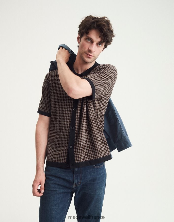 vêtements fr Madewell Hommes polo boutonné à manches courtes vrai noir DX8828237