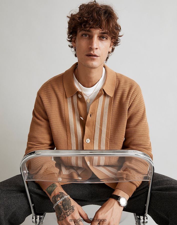 vêtements fr Madewell Hommes polo boutonné à manches longues bois tombé DX8828227