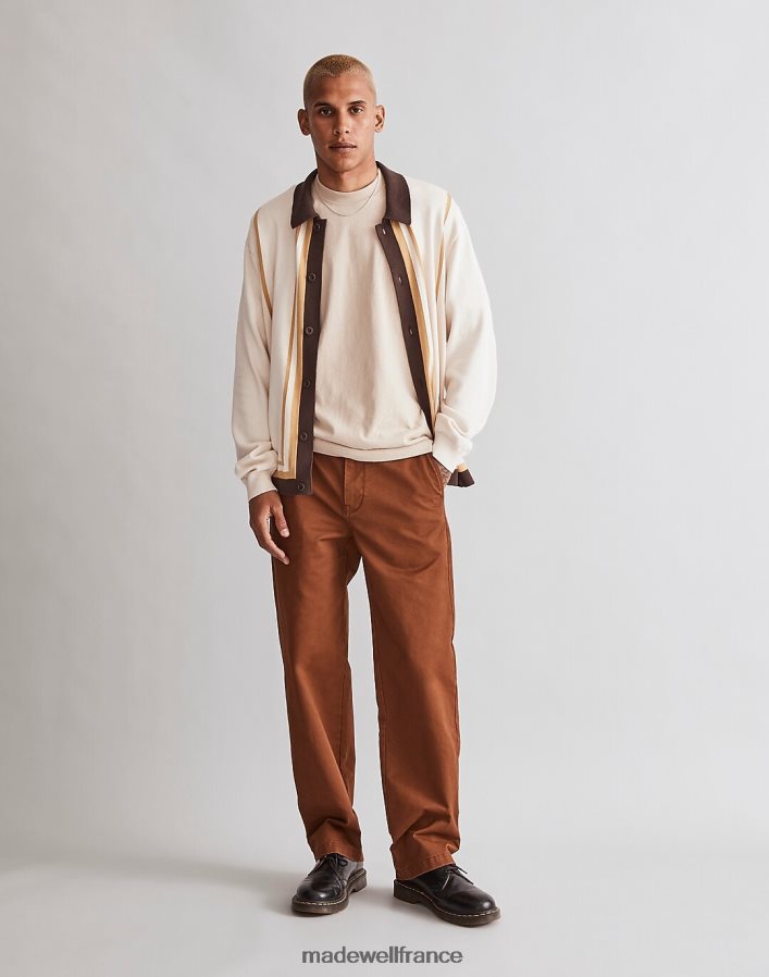 vêtements fr Madewell Hommes polo boutonné à manches longues chicorée rôtie DX8828230