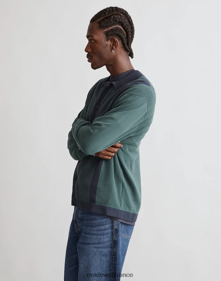 vêtements fr Madewell Hommes polo boutonné à manches longues vert minuit DX8828229