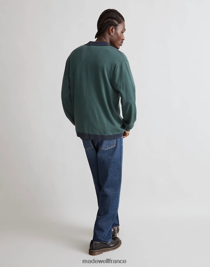vêtements fr Madewell Hommes polo boutonné à manches longues vert minuit DX8828229