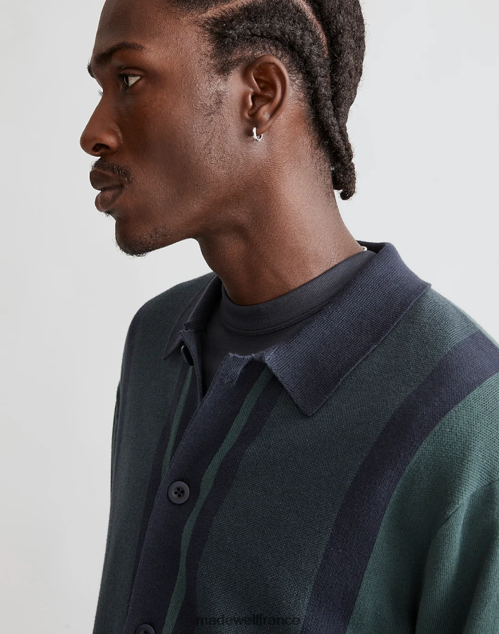 vêtements fr Madewell Hommes polo boutonné à manches longues vert minuit DX8828229