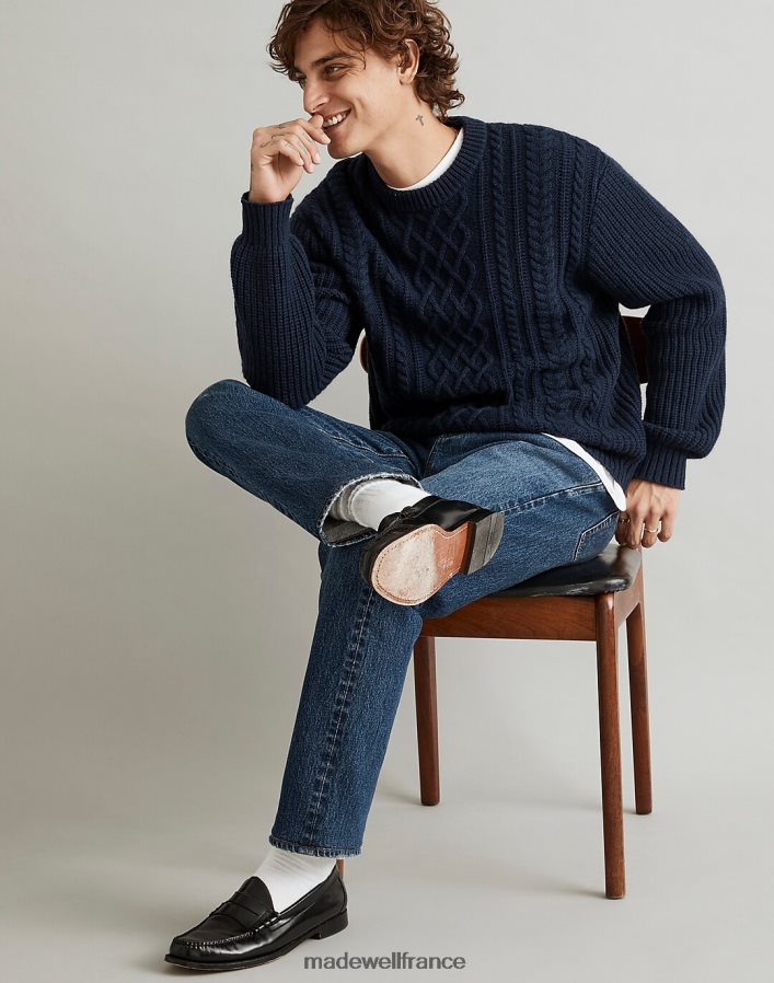 vêtements fr Madewell Hommes pull à col rond câblé sable clair bruyère DX8828332