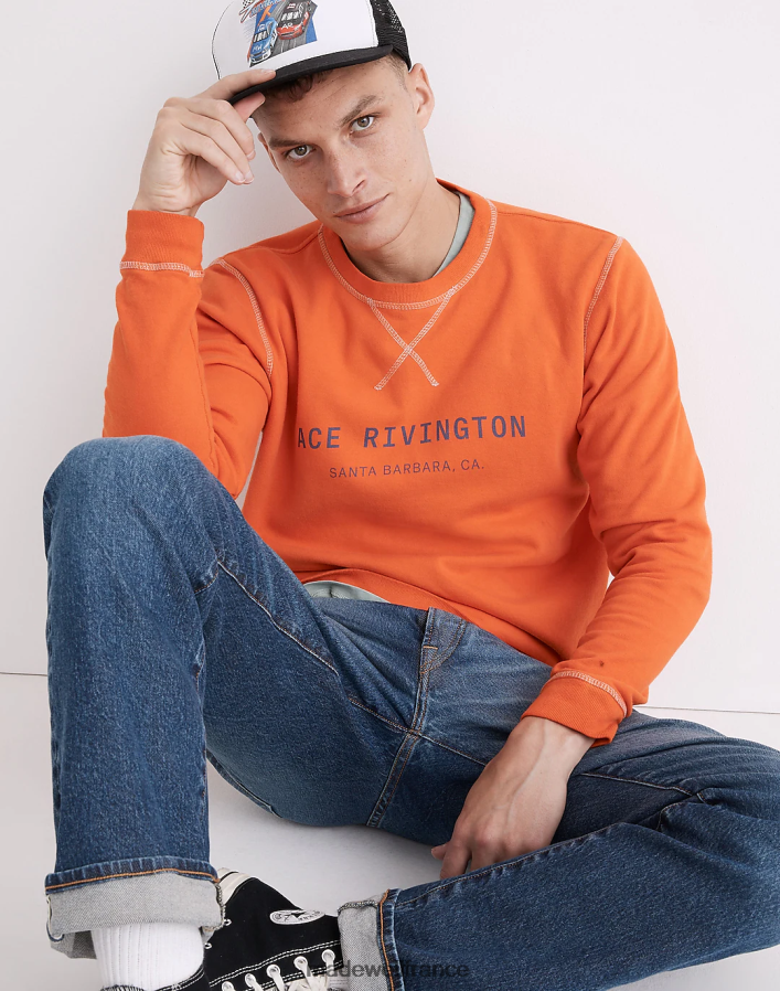 vêtements fr Madewell Hommes Ace Rivington - Sweat-shirt à logo orange de sécurité DX882898