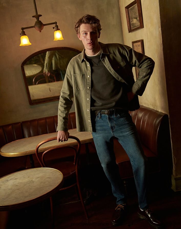 vêtements fr Madewell Hommes sweat-shirt à col rond teint en pièce gris clair DX882899