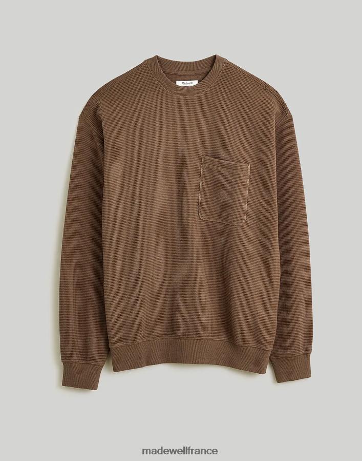 vêtements fr Madewell Hommes sweat-shirt ras du cou en maille gaufrée artisan bleu DX8828346