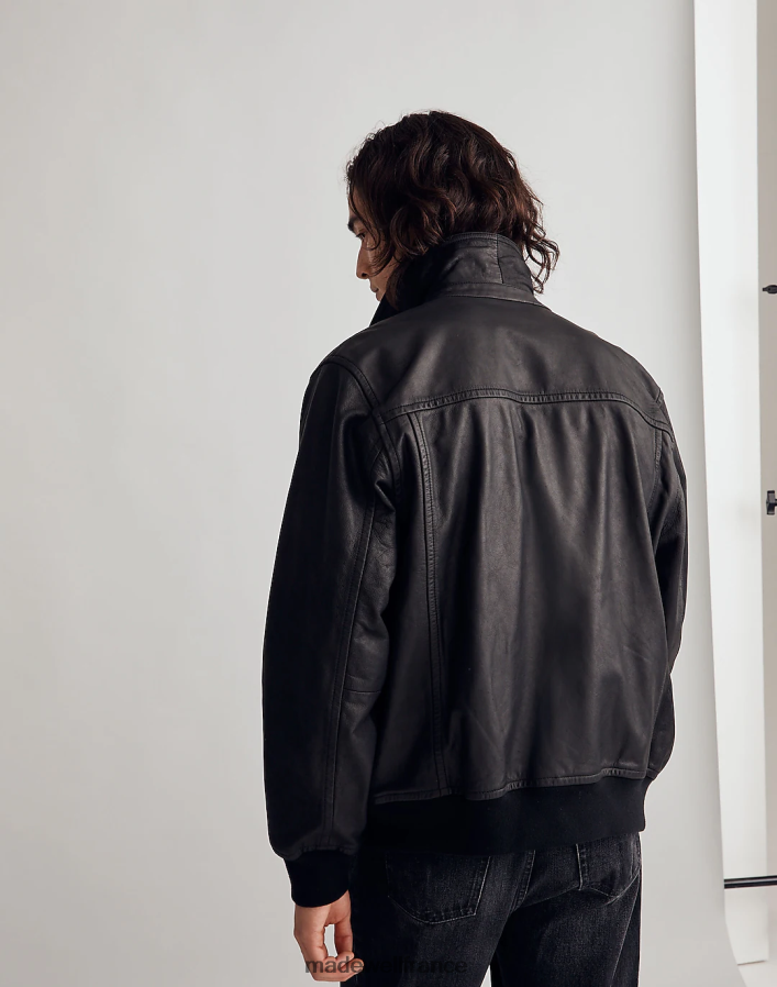 vêtements fr Madewell Hommes blouson aviateur en cuir vrai noir DX88281