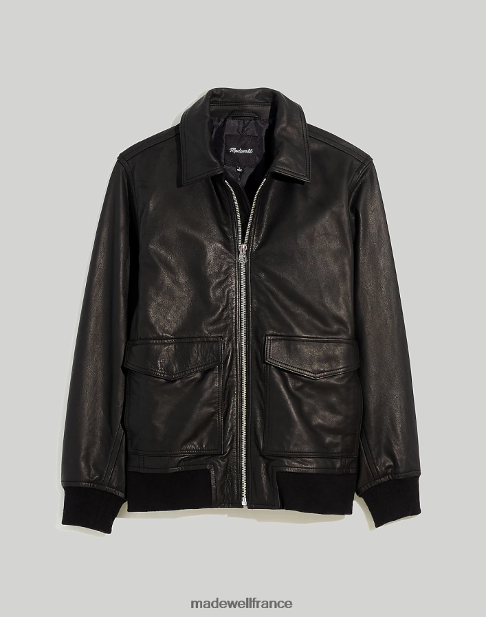 vêtements fr Madewell Hommes blouson aviateur en cuir vrai noir DX88281