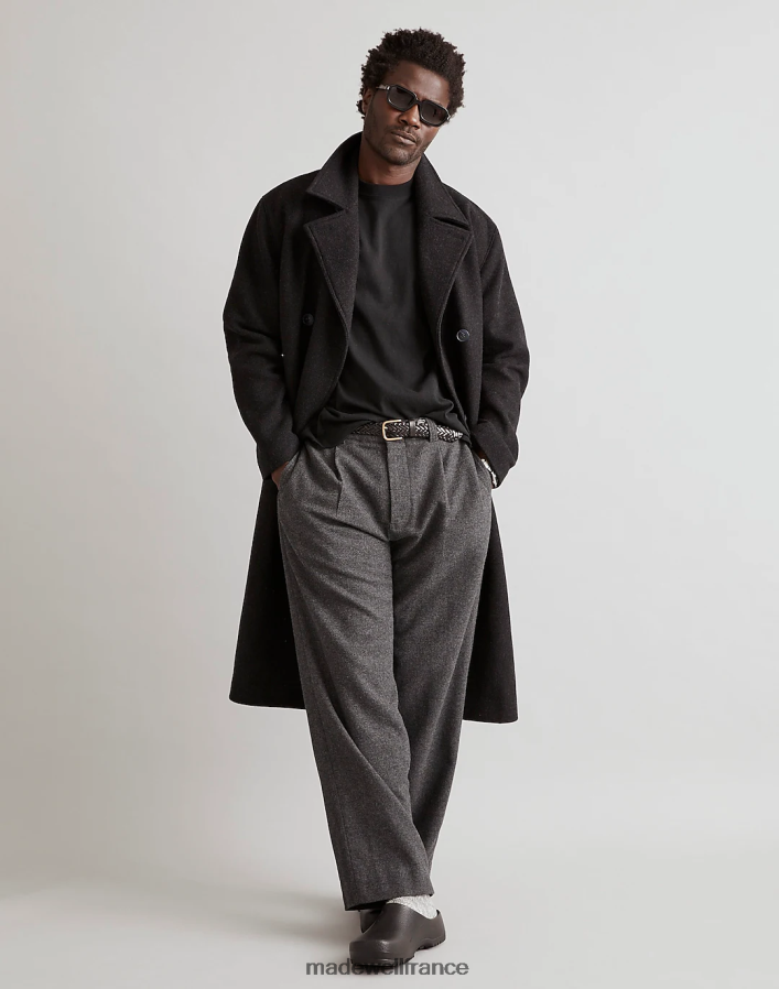 vêtements fr Madewell Hommes manteau à double boutonnage en tissu italien presque noir DX8828100